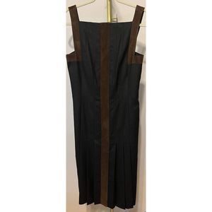 AKRIS Square Neck Sleeveless Dark Grey Brown Dress Sz. 8